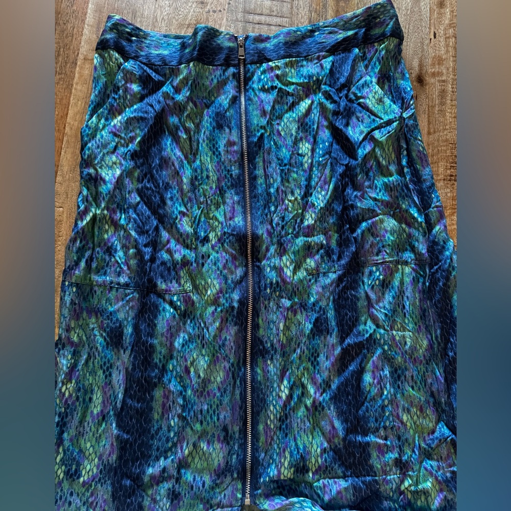 Ramy Brook blue green mermaid maxi high low maxi skirt set crop top NWT - Picture 8 of 11